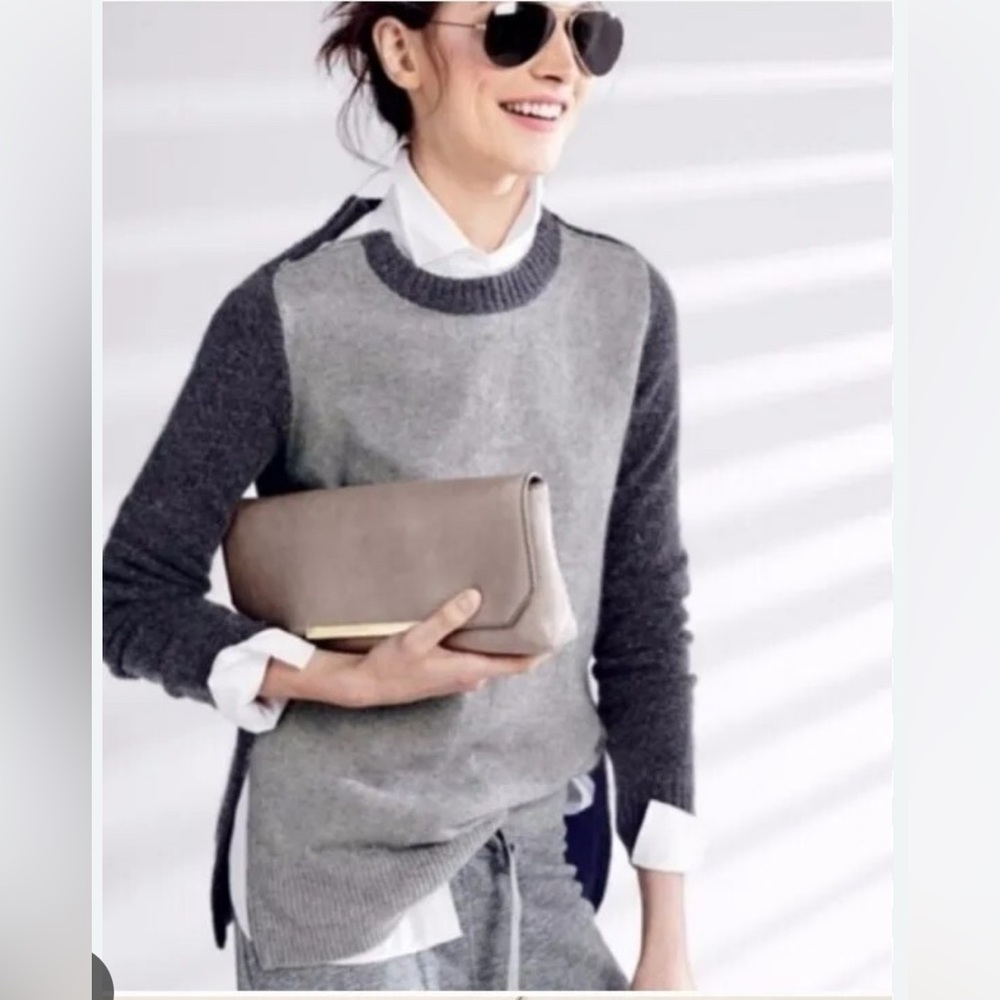 J. Crew Wool Blend Colorblock sweater. 
Two Tone Gray. Size S.